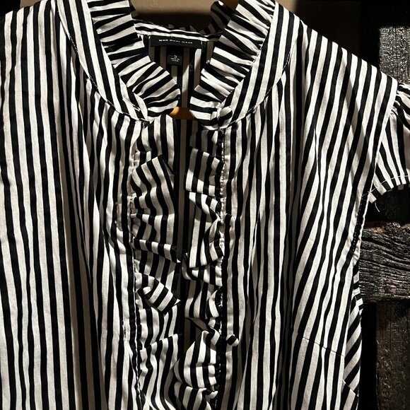 Who What Wear Black & White Stripe Midi Dress Size Small - Picture 2 of 8